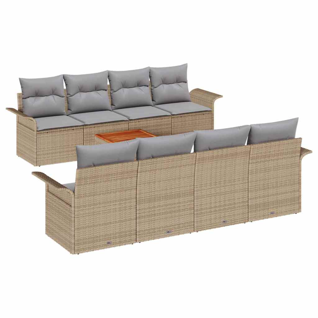 Tuinbankenset met kussen 9 pcs Beige poly rattan is nu te koop bij PeponiXL, paradijselijk wonen!