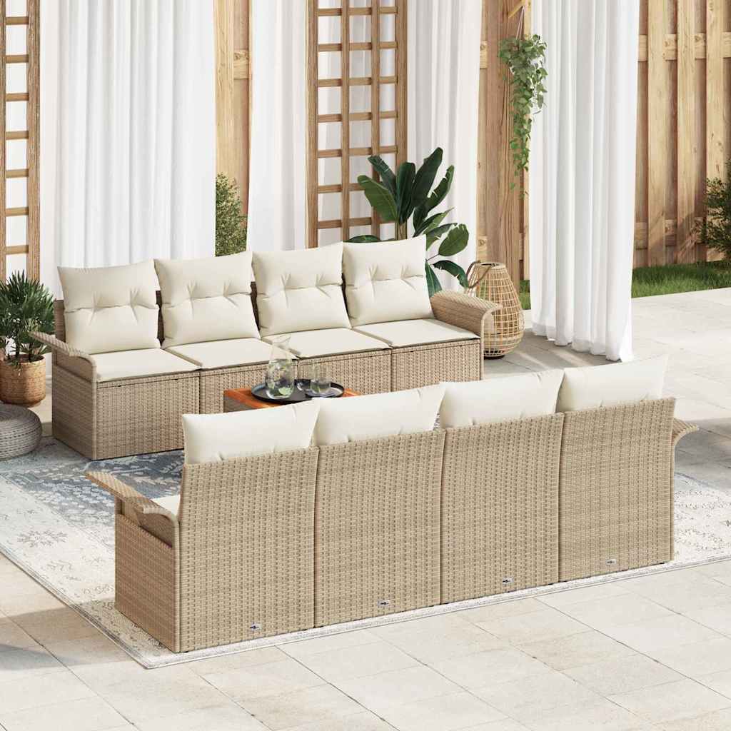Tuinbankenset met kussen 9 pcs Beige poly rattan is nu te koop bij PeponiXL, paradijselijk wonen!
