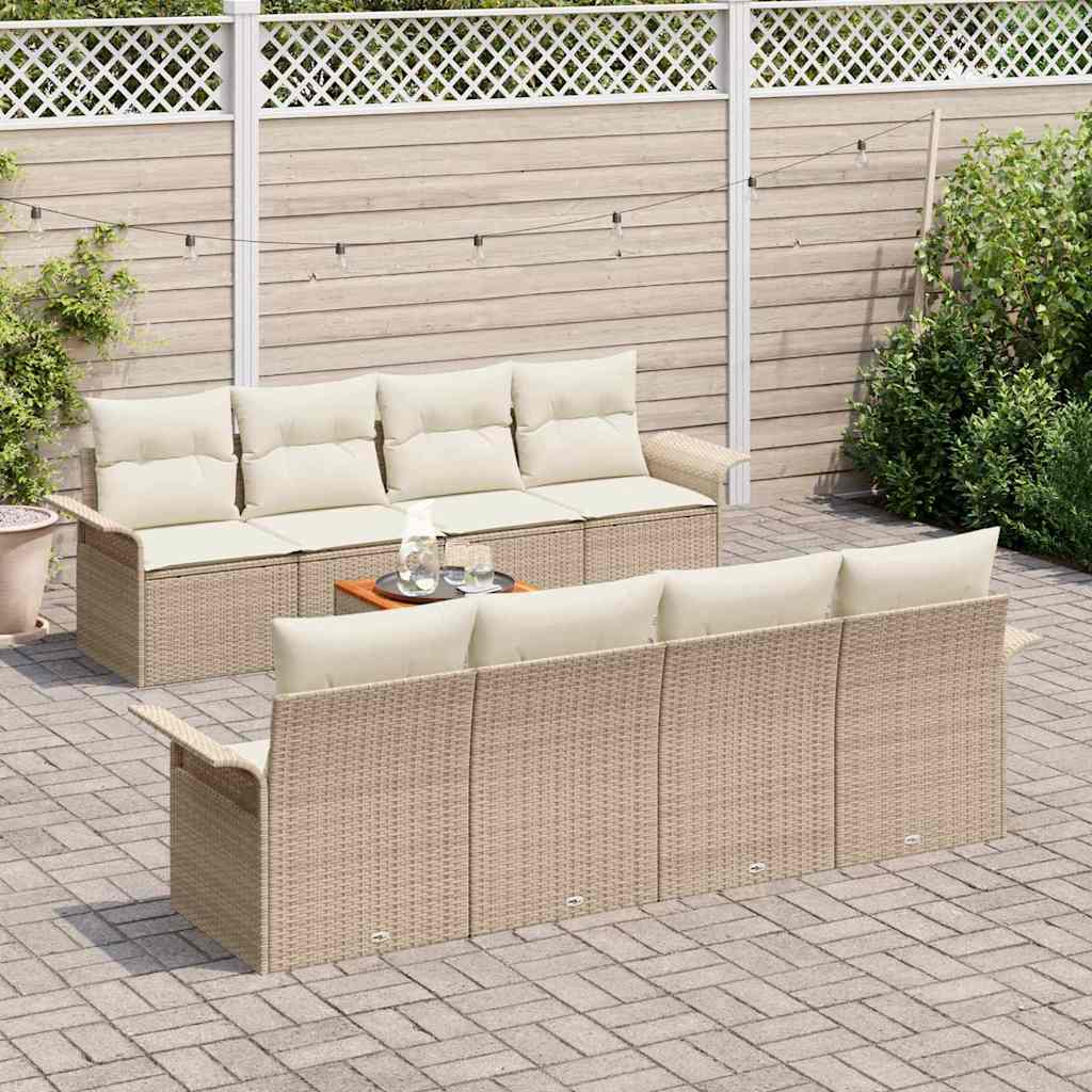 Tuinbankenset met kussen 9 pcs Beige poly rattan is nu te koop bij PeponiXL, paradijselijk wonen!