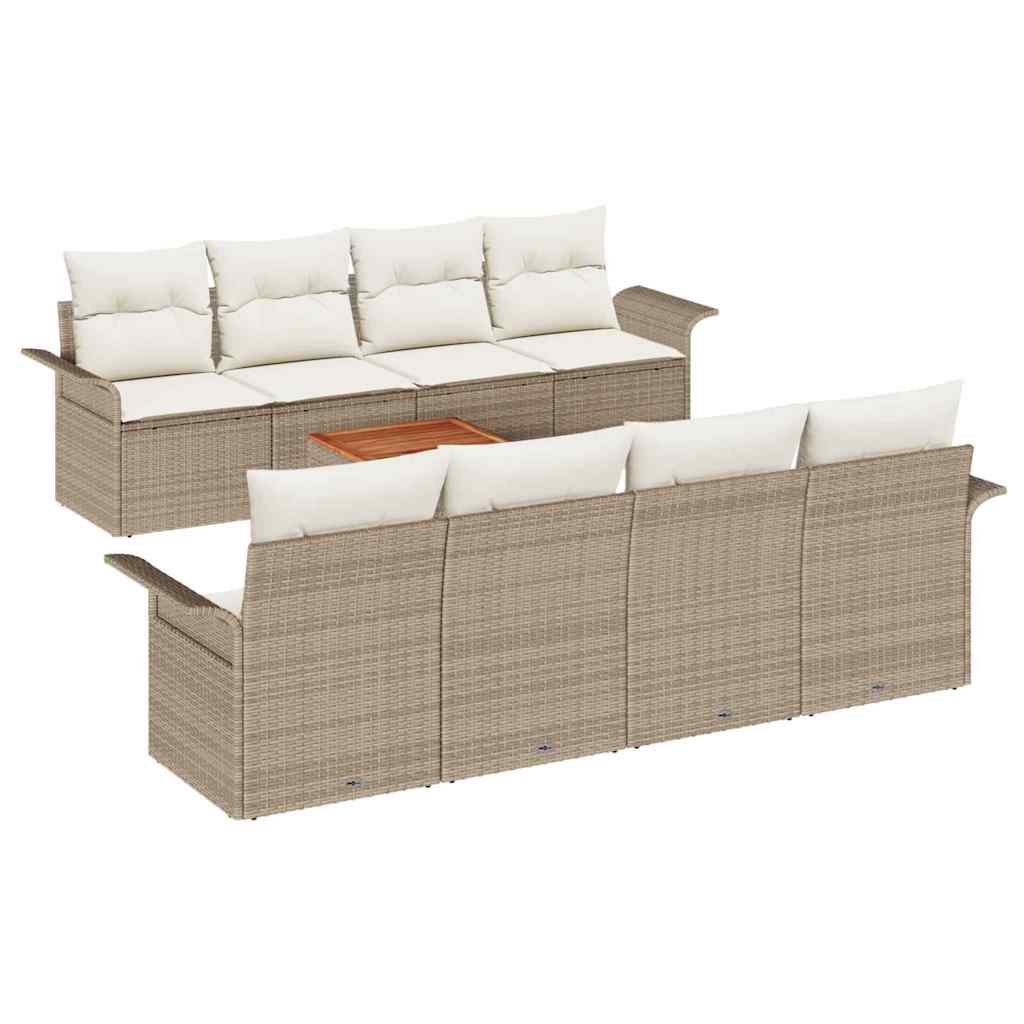 Tuinbankenset met kussen 9 pcs Beige poly rattan is nu te koop bij PeponiXL, paradijselijk wonen!