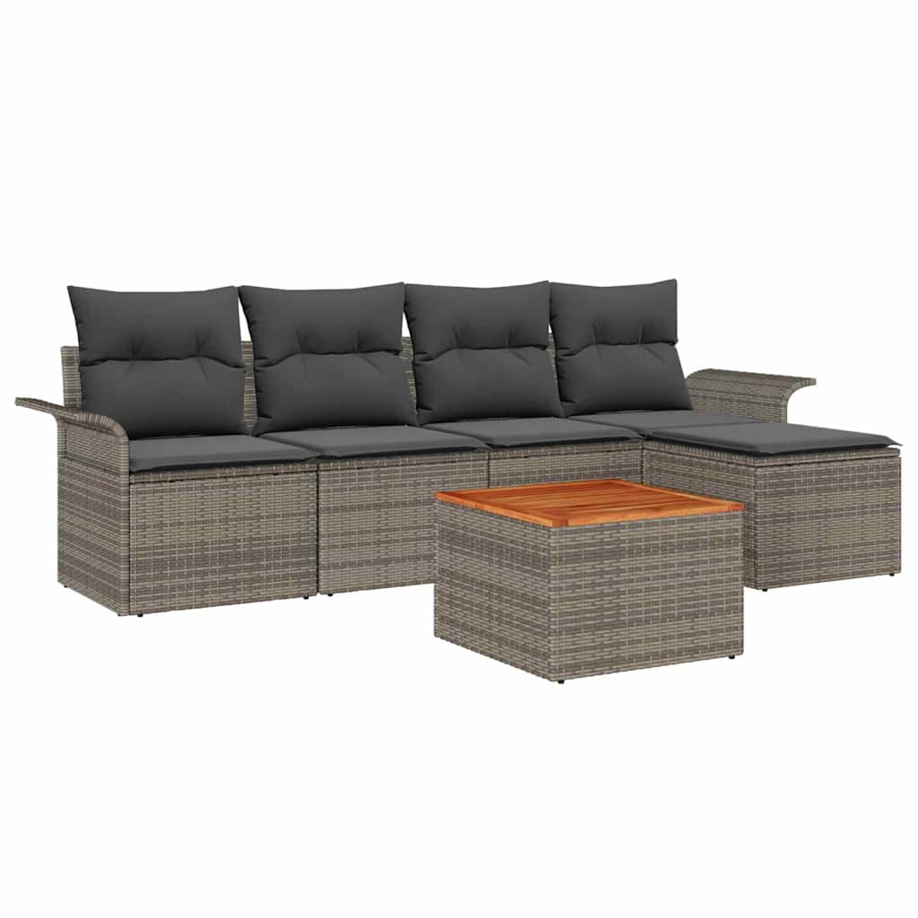 Tuinbankenset met kussen 6 pcs Grijs poly rattan is nu te koop bij PeponiXL, paradijselijk wonen!