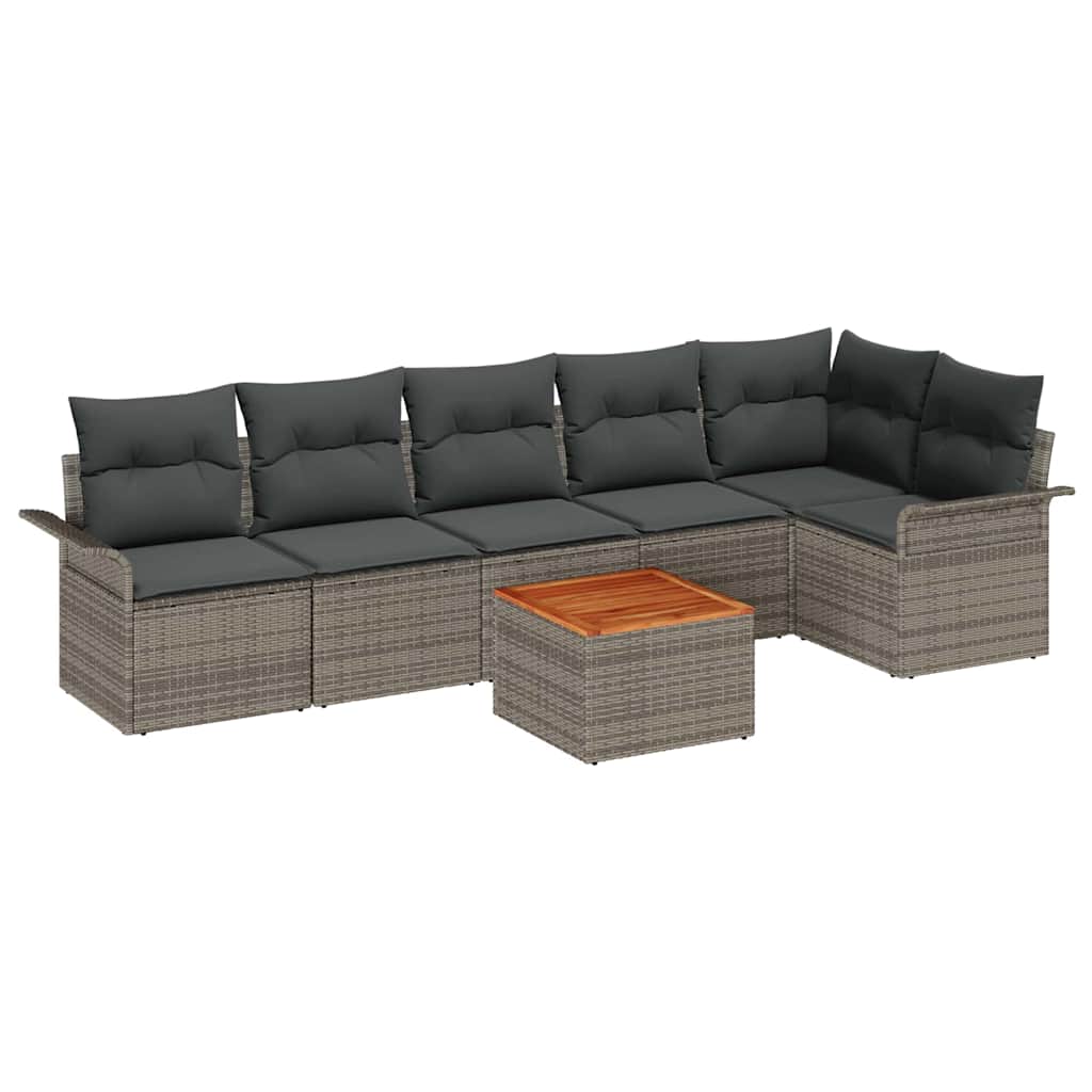 Tuinbankenset met kussen 7 pcs Grijs poly rattan is nu te koop bij PeponiXL, paradijselijk wonen!