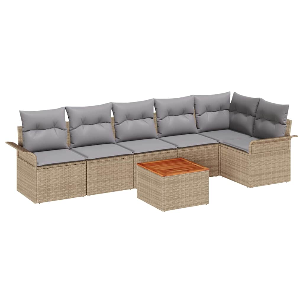 Tuinbankenset met kussen 7 pcs Beige poly rattan is nu te koop bij PeponiXL, paradijselijk wonen!