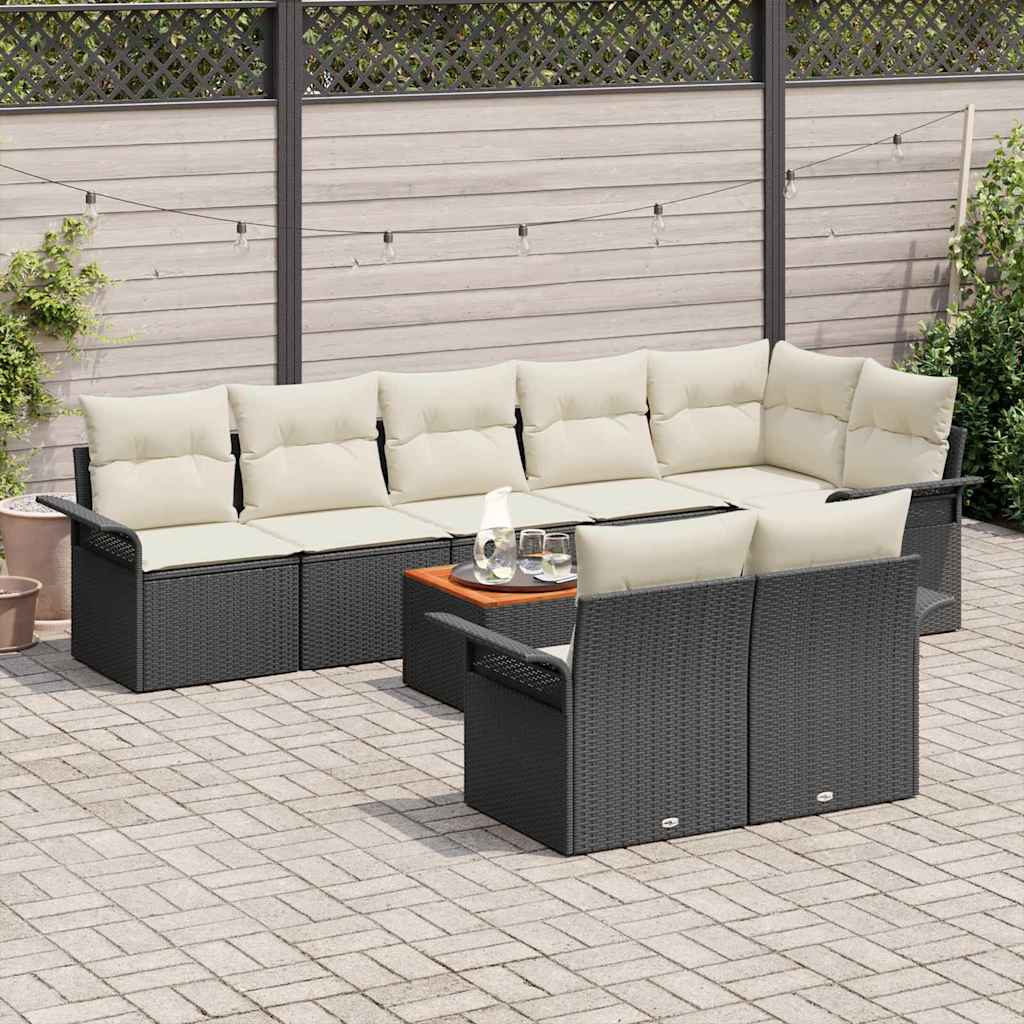 Tuinbankenset met kussen 9 pcs Zwart poly rattan is nu te koop bij PeponiXL, paradijselijk wonen!