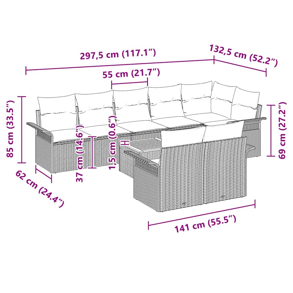 Tuinbankenset met kussen 9 pcs Zwart poly rattan is nu te koop bij PeponiXL, paradijselijk wonen!