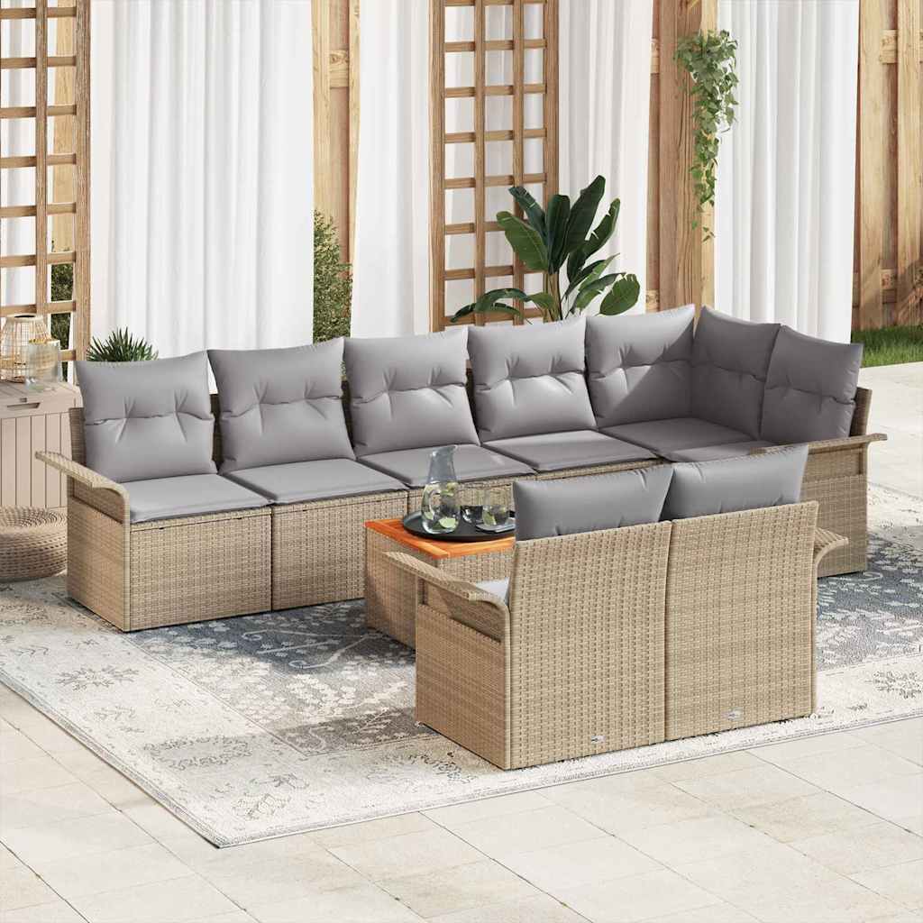 Tuinbankenset met kussen 9 pcs Beige poly rattan is nu te koop bij PeponiXL, paradijselijk wonen!