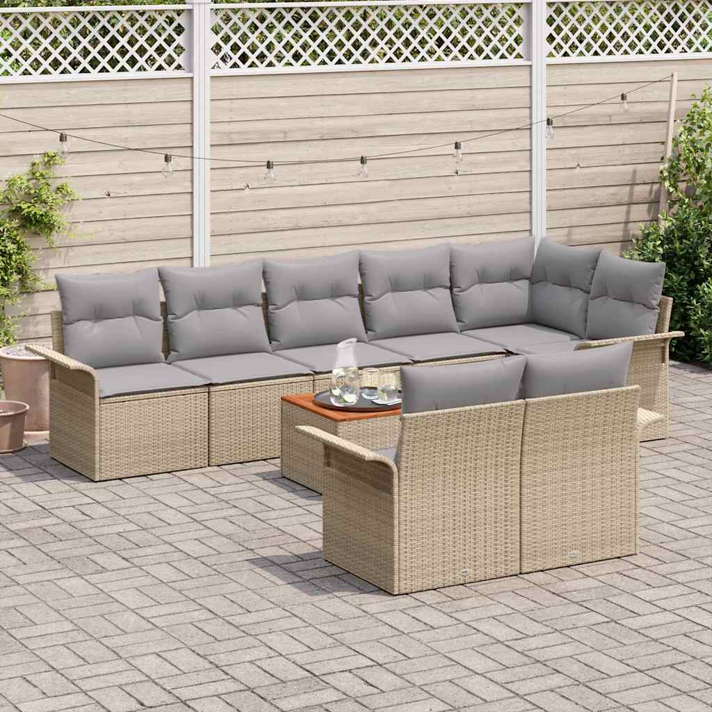 Tuinbankenset met kussen 9 pcs Beige poly rattan is nu te koop bij PeponiXL, paradijselijk wonen!