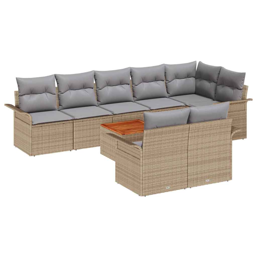 Tuinbankenset met kussen 9 pcs Beige poly rattan is nu te koop bij PeponiXL, paradijselijk wonen!