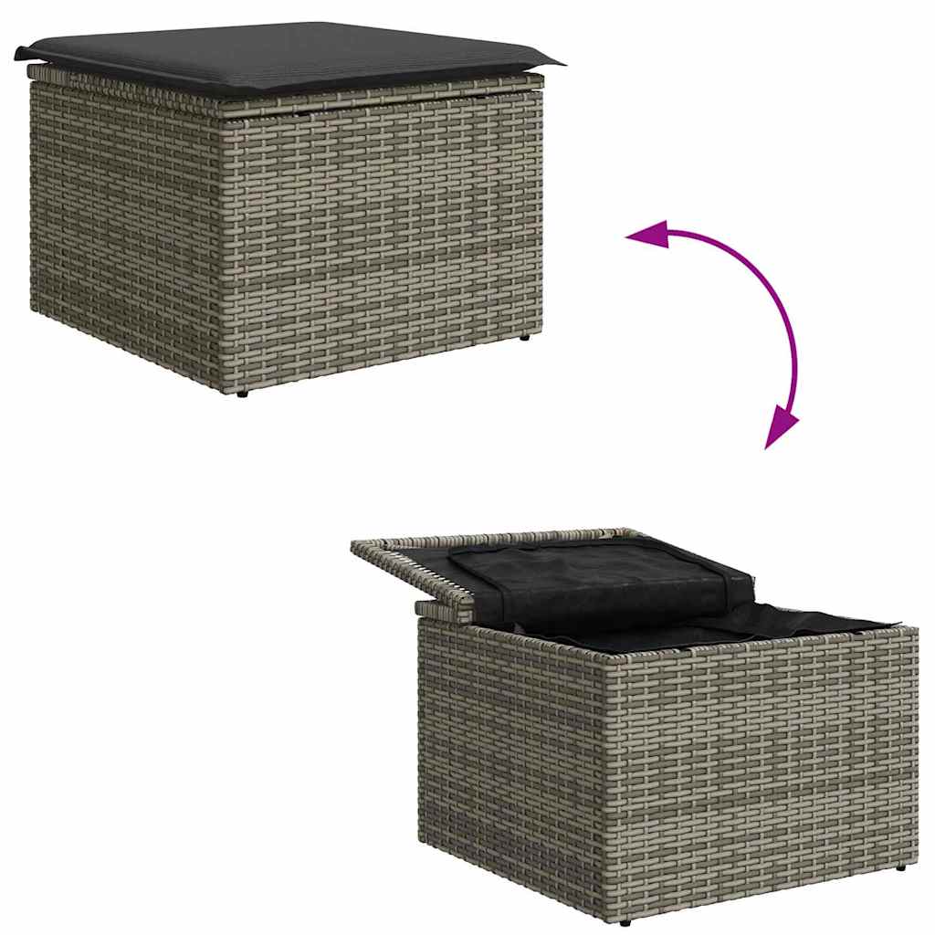 Tuinbankenset met kussen 7 pcs Grijs poly rattan is nu te koop bij PeponiXL, paradijselijk wonen!