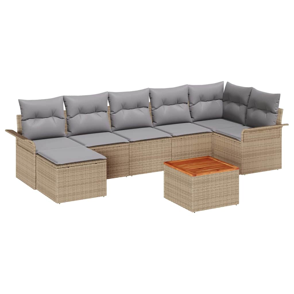 Tuinbankenset met kussen 8 pcs Beige poly rattan is nu te koop bij PeponiXL, paradijselijk wonen!