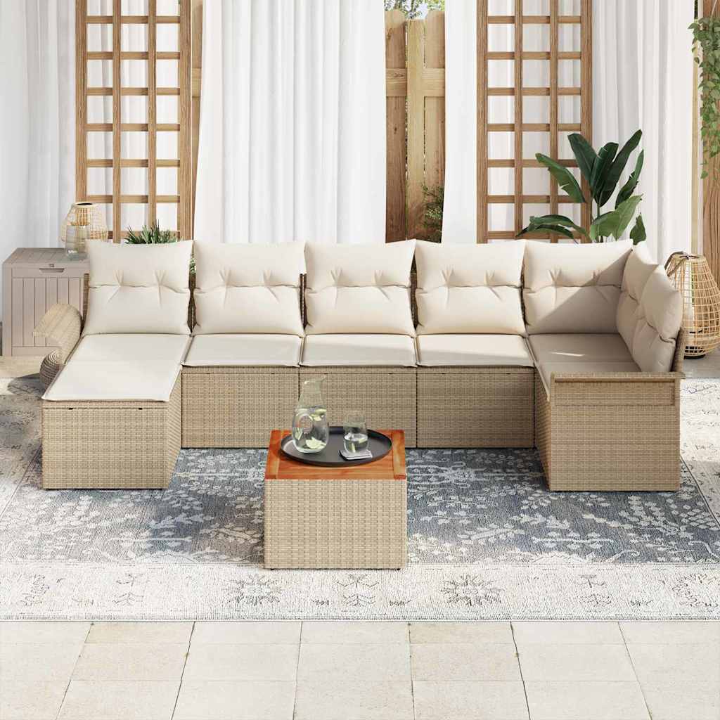 Tuinbankenset met kussen 8 pcs Beige poly rattan is nu te koop bij PeponiXL, paradijselijk wonen!