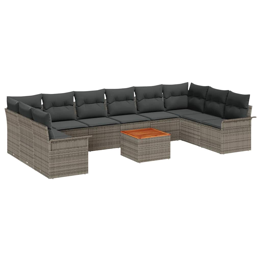 Tuinbankenset met kussen 11 pcs Grijs poly rattan is nu te koop bij PeponiXL, paradijselijk wonen!