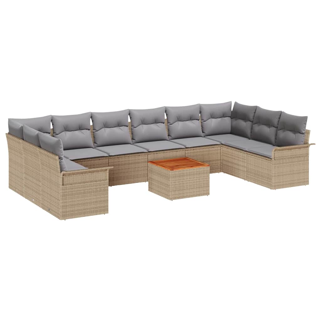 Tuinbankenset met kussen 11 pcs Beige poly rattan is nu te koop bij PeponiXL, paradijselijk wonen!