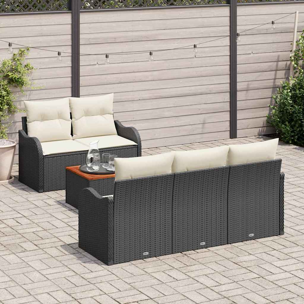 Tuinbankenset met kussen 6 pcs Zwart poly rattan is nu te koop bij PeponiXL, paradijselijk wonen!