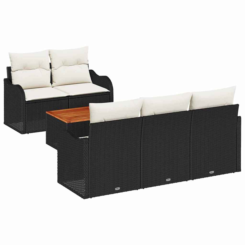 Tuinbankenset met kussen 6 pcs Zwart poly rattan is nu te koop bij PeponiXL, paradijselijk wonen!