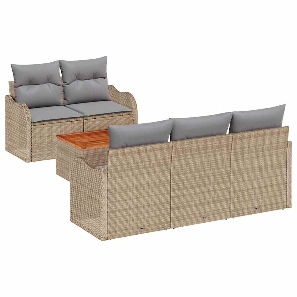 Tuinbankenset met kussen 6 pcs Beige poly rattan is nu te koop bij PeponiXL, paradijselijk wonen!