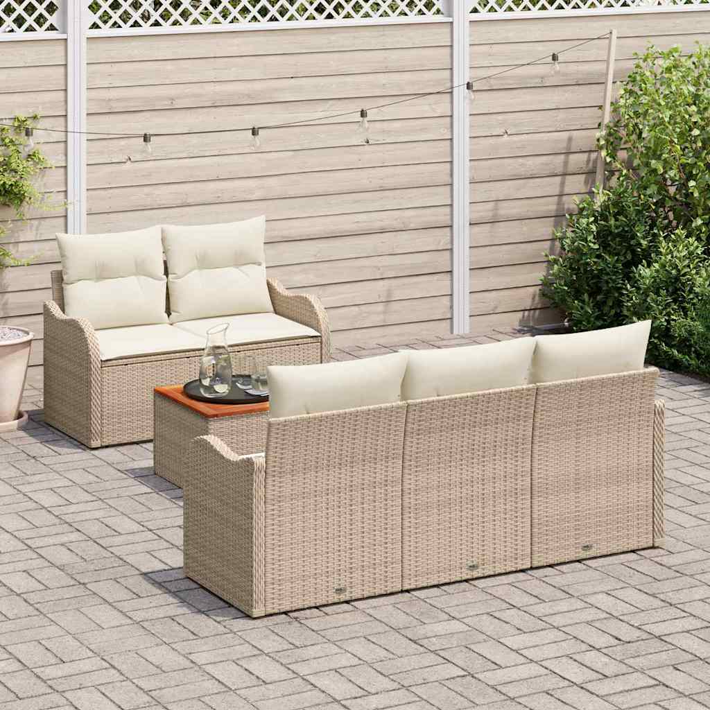 Tuinbankenset met kussen 6 pcs Beige poly rattan is nu te koop bij PeponiXL, paradijselijk wonen!