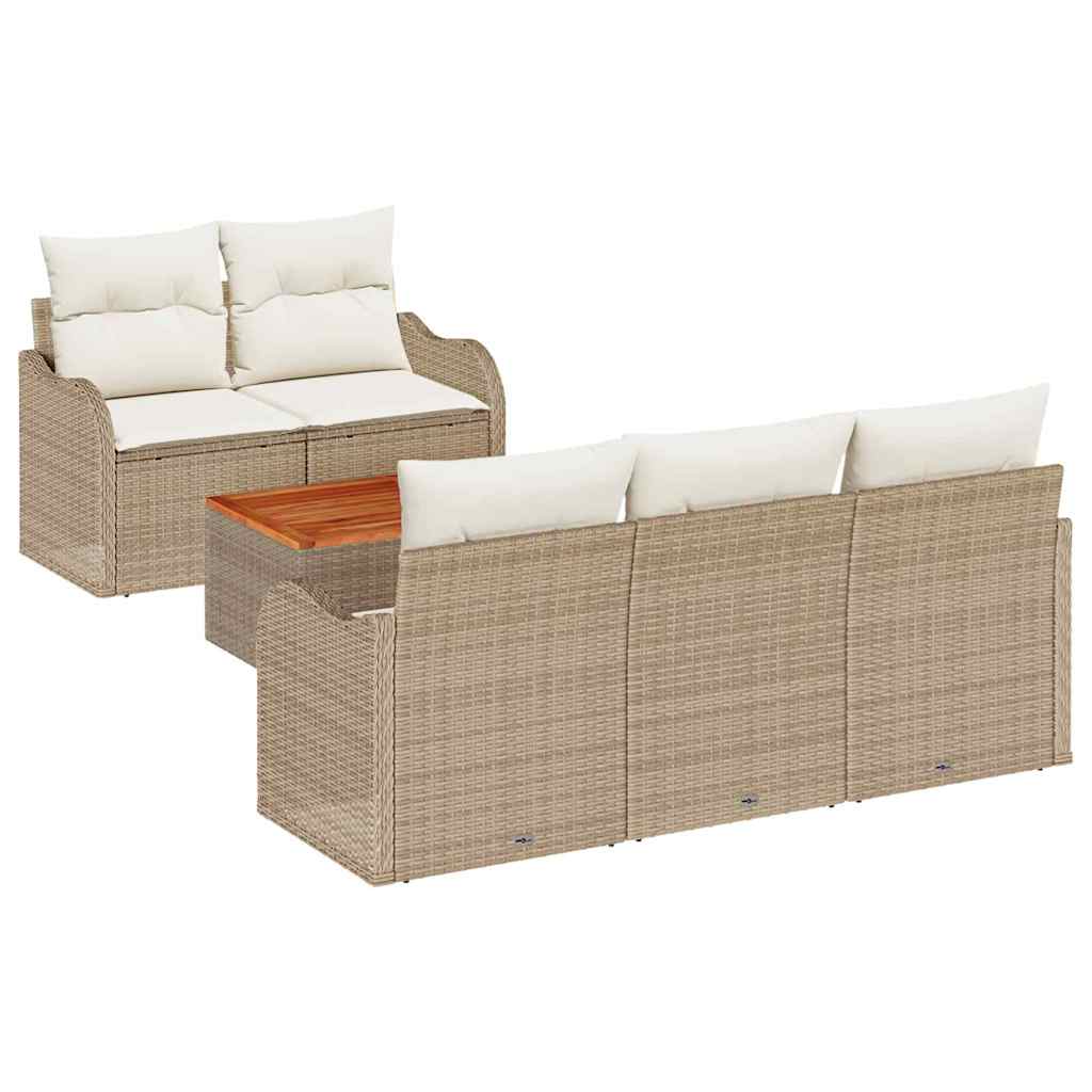 Tuinbankenset met kussen 6 pcs Beige poly rattan is nu te koop bij PeponiXL, paradijselijk wonen!