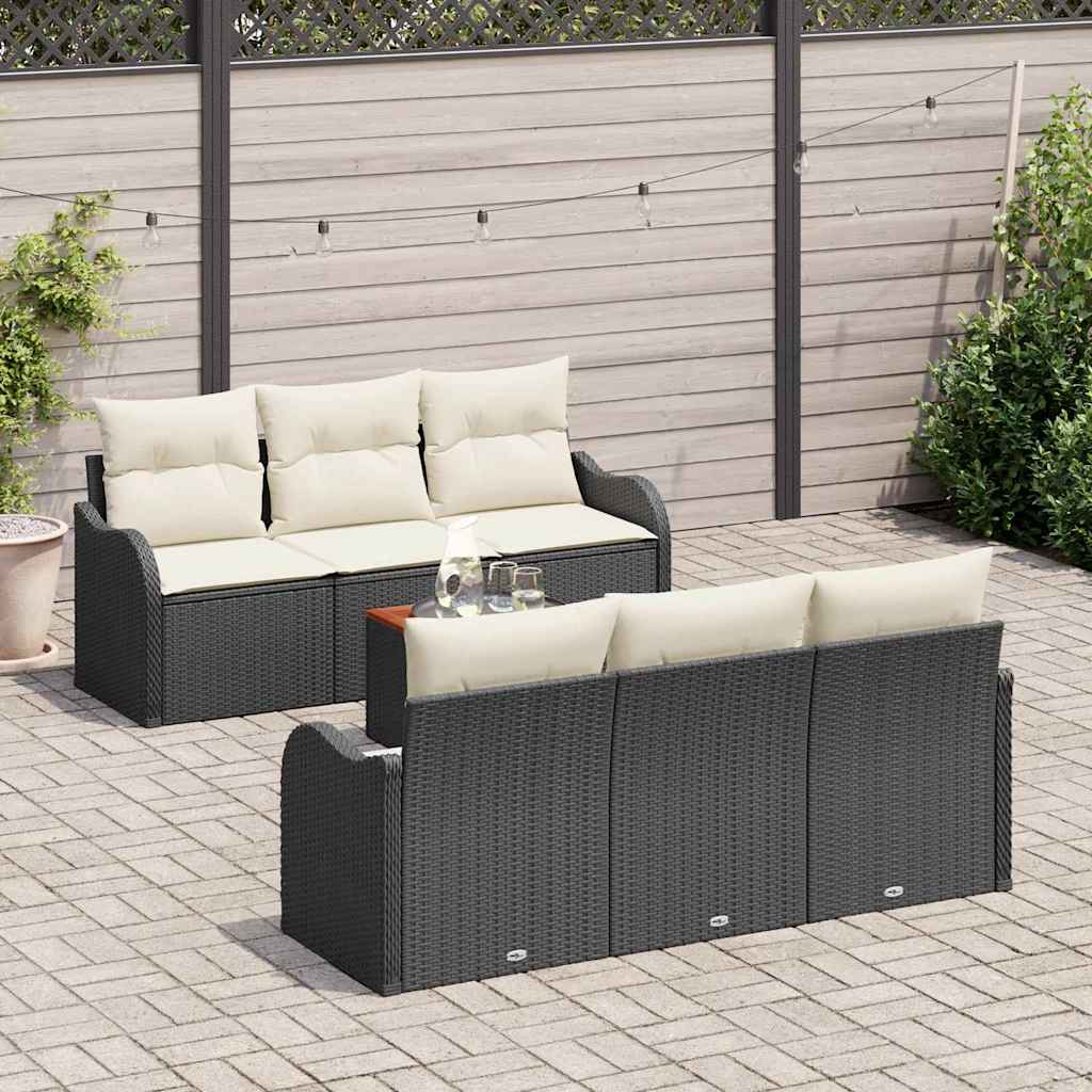 Tuinbankenset met kussen 7 pcs Zwart poly rattan is nu te koop bij PeponiXL, paradijselijk wonen!