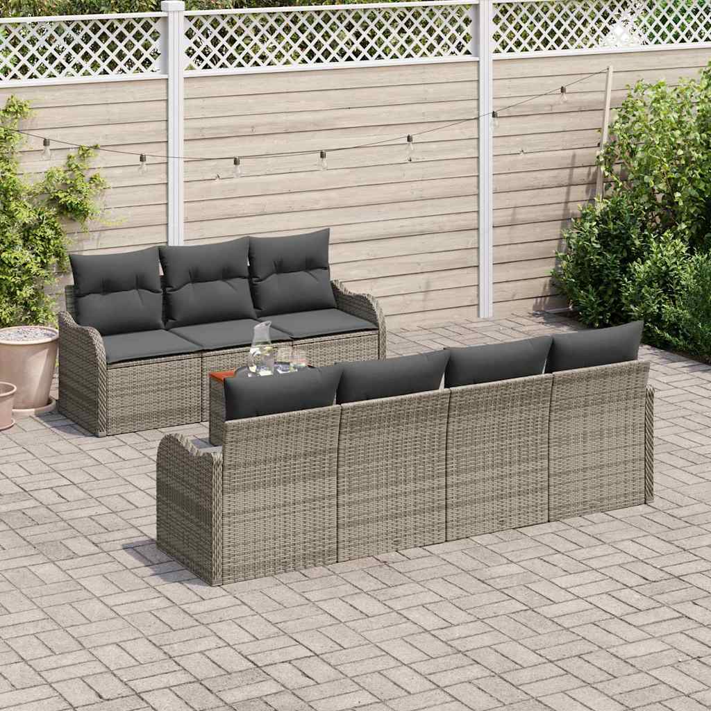 Tuinbankenset met kussen 8 pcs Grijs poly rattan is nu te koop bij PeponiXL, paradijselijk wonen!