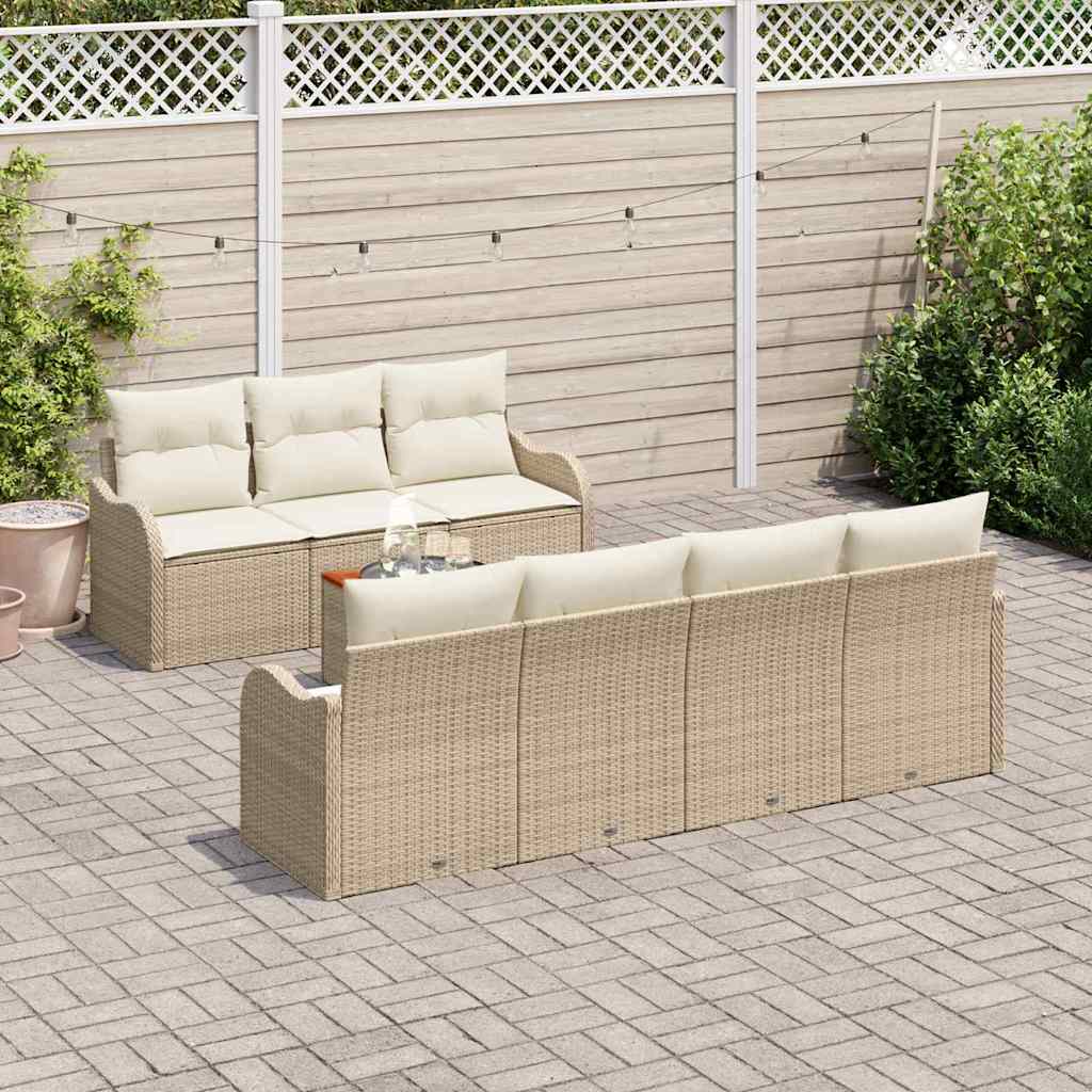 Tuinbankenset met kussen 8 pcs Beige poly rattan is nu te koop bij PeponiXL, paradijselijk wonen!