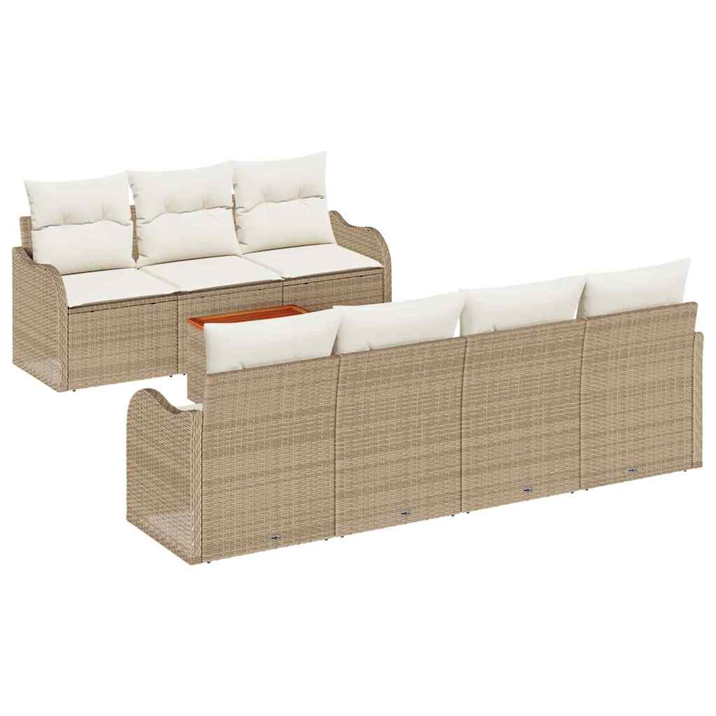 Tuinbankenset met kussen 8 pcs Beige poly rattan is nu te koop bij PeponiXL, paradijselijk wonen!