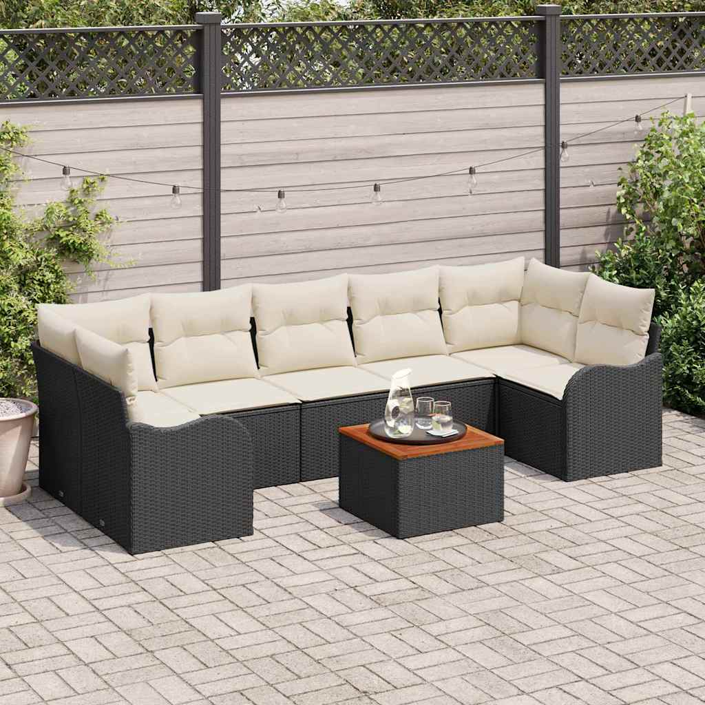Tuinbankenset met kussen 8 pcs Zwart poly rattan is nu te koop bij PeponiXL, paradijselijk wonen!