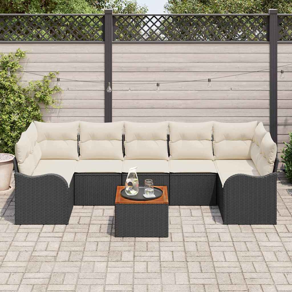 Tuinbankenset met kussen 8 pcs Zwart poly rattan is nu te koop bij PeponiXL, paradijselijk wonen!