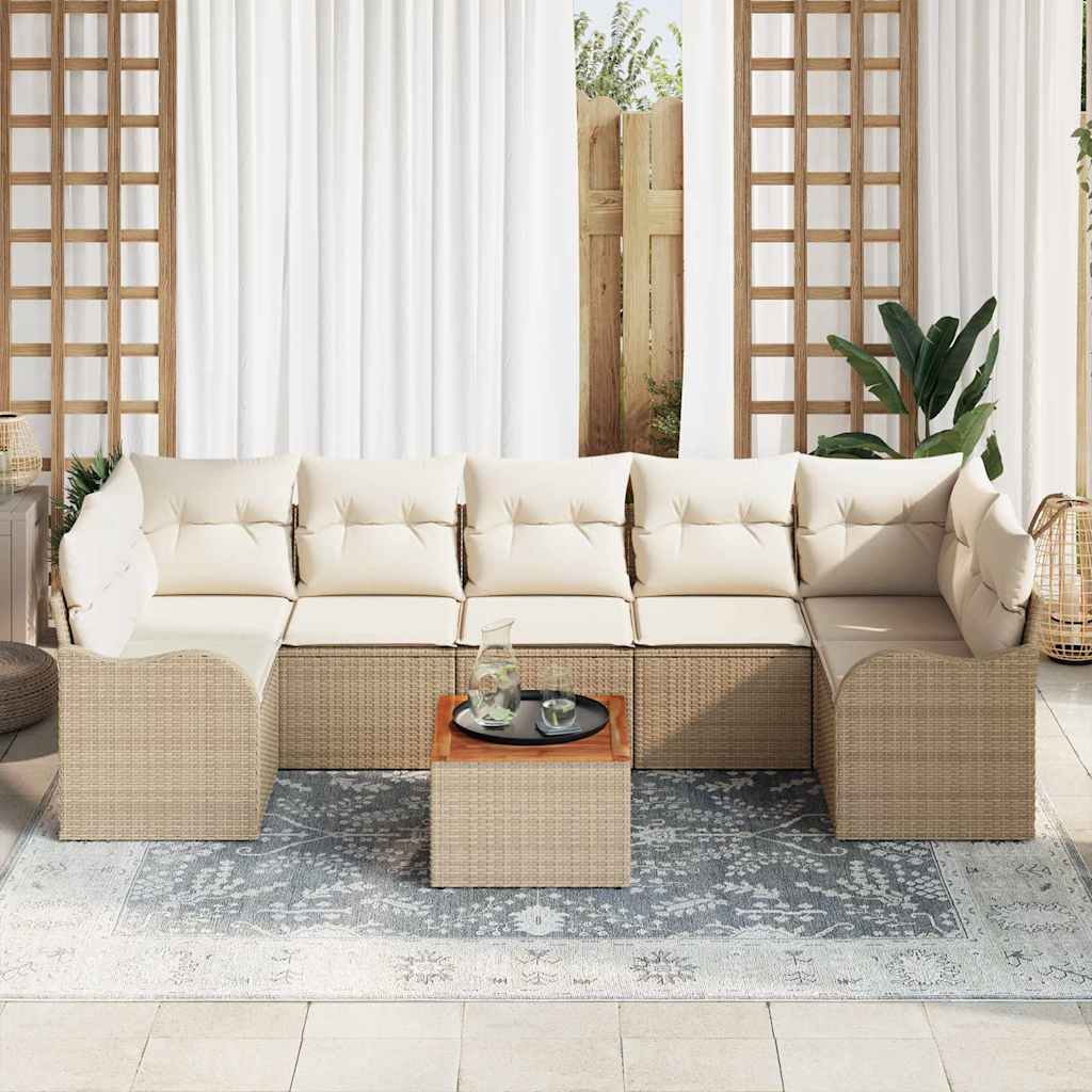 Tuinbankenset met kussen 8 pcs Beige poly rattan is nu te koop bij PeponiXL, paradijselijk wonen!
