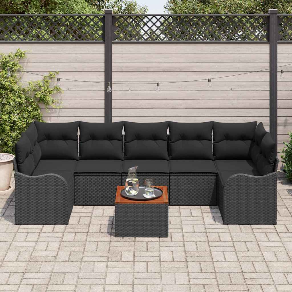 Tuinbankenset met kussen 8 pcs Zwart poly rattan is nu te koop bij PeponiXL, paradijselijk wonen!