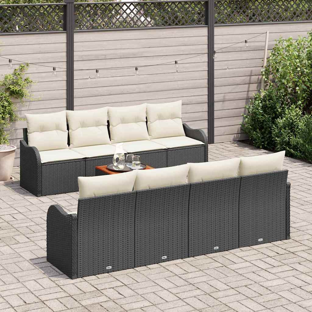 Tuinbankenset met kussen 9 pcs Zwart poly rattan is nu te koop bij PeponiXL, paradijselijk wonen!