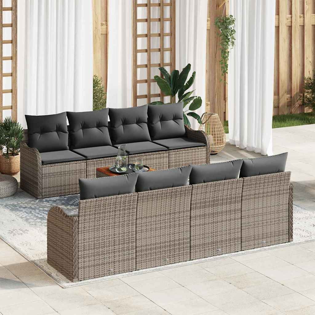 Tuinbankenset met kussen 9 pcs Grijs poly rattan is nu te koop bij PeponiXL, paradijselijk wonen!