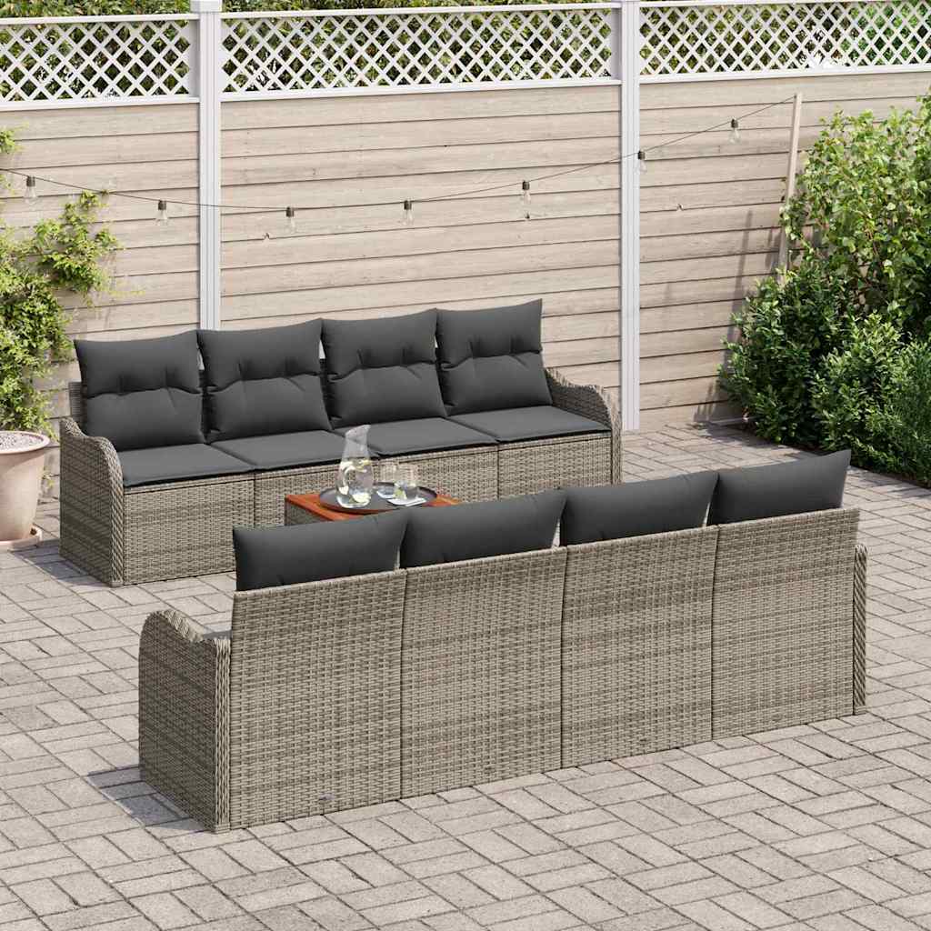 Tuinbankenset met kussen 9 pcs Grijs poly rattan is nu te koop bij PeponiXL, paradijselijk wonen!