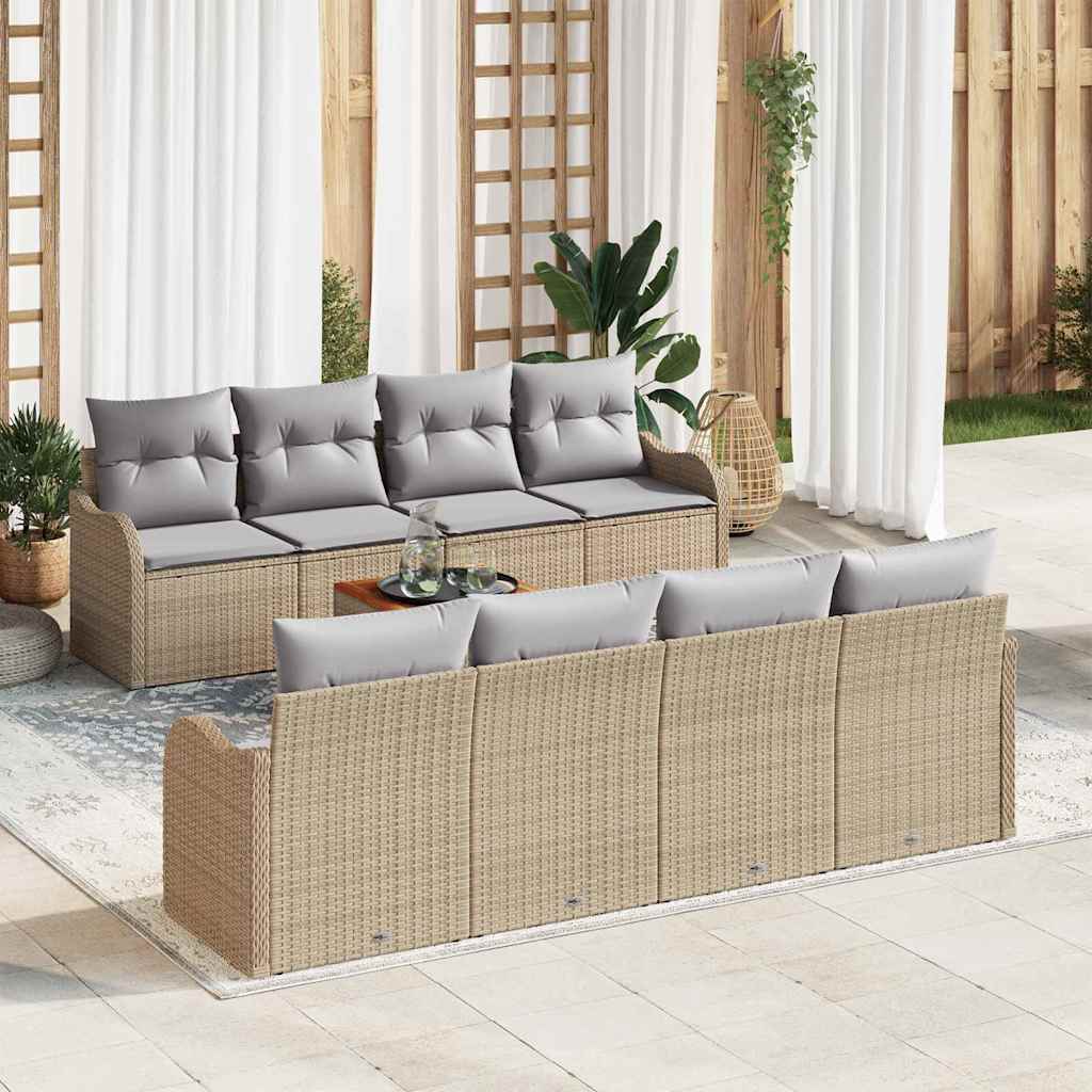 Tuinbankenset met kussen 9 pcs Beige poly rattan is nu te koop bij PeponiXL, paradijselijk wonen!