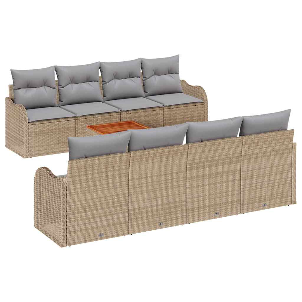 Tuinbankenset met kussen 9 pcs Beige poly rattan is nu te koop bij PeponiXL, paradijselijk wonen!