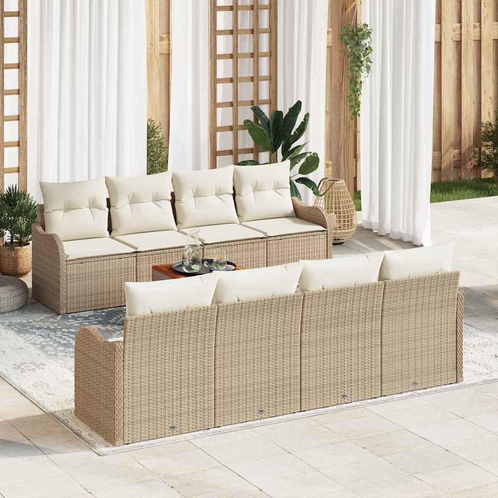 Tuinbankenset met kussen 9 pcs Beige poly rattan is nu te koop bij PeponiXL, paradijselijk wonen!