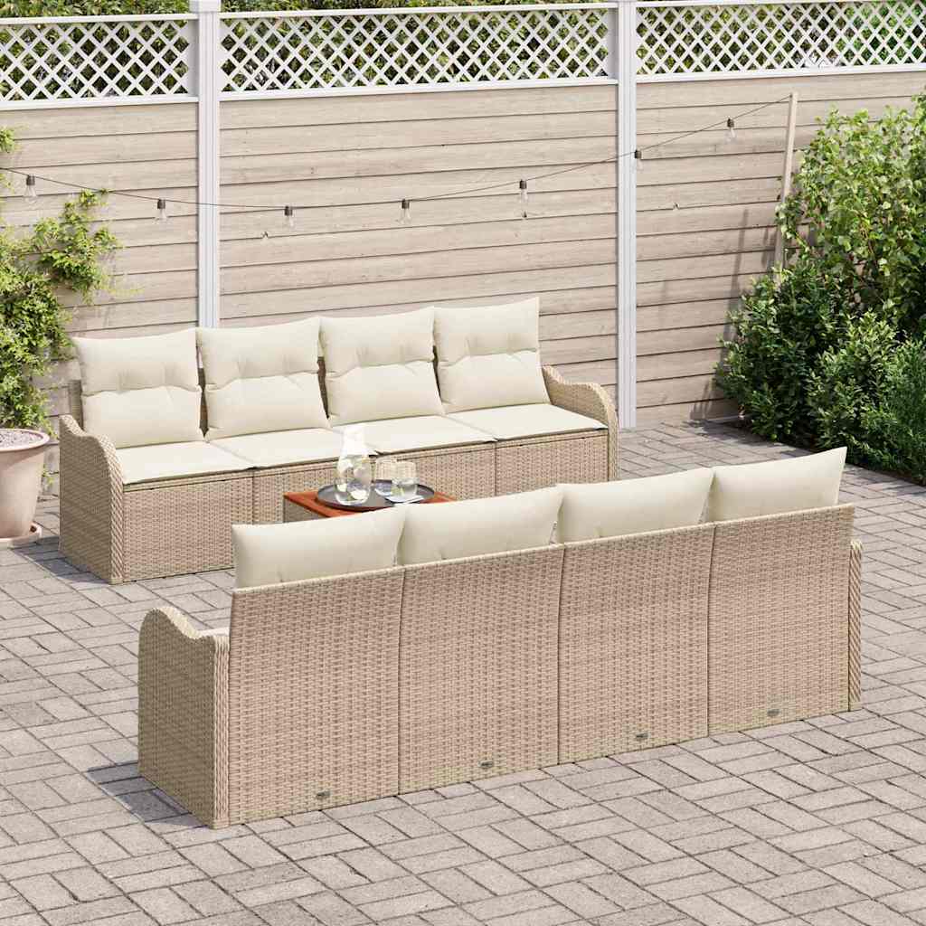 Tuinbankenset met kussen 9 pcs Beige poly rattan is nu te koop bij PeponiXL, paradijselijk wonen!