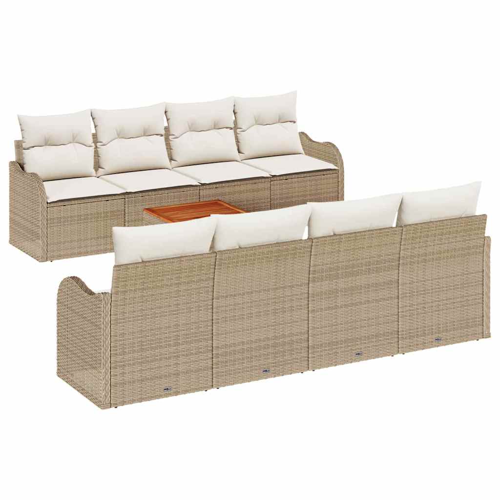 Tuinbankenset met kussen 9 pcs Beige poly rattan is nu te koop bij PeponiXL, paradijselijk wonen!