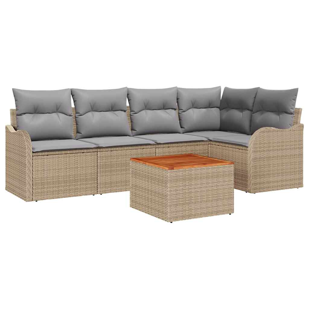 Tuinbankenset met kussen 6 pcs Beige poly rattan is nu te koop bij PeponiXL, paradijselijk wonen!