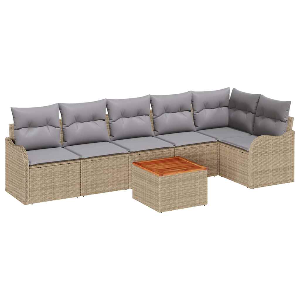 Tuinbankenset met kussen 7 pcs Beige poly rattan is nu te koop bij PeponiXL, paradijselijk wonen!