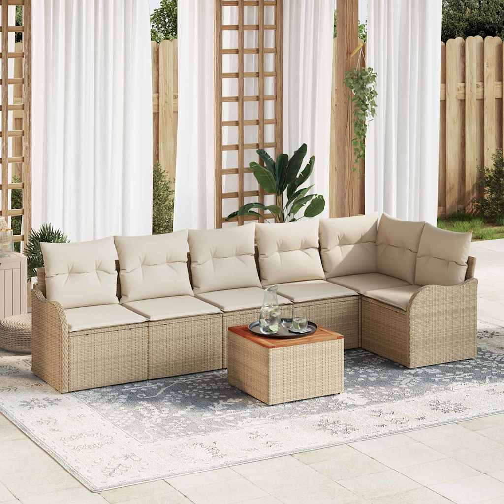 Tuinbankenset met kussen 7 pcs Beige poly rattan is nu te koop bij PeponiXL, paradijselijk wonen!