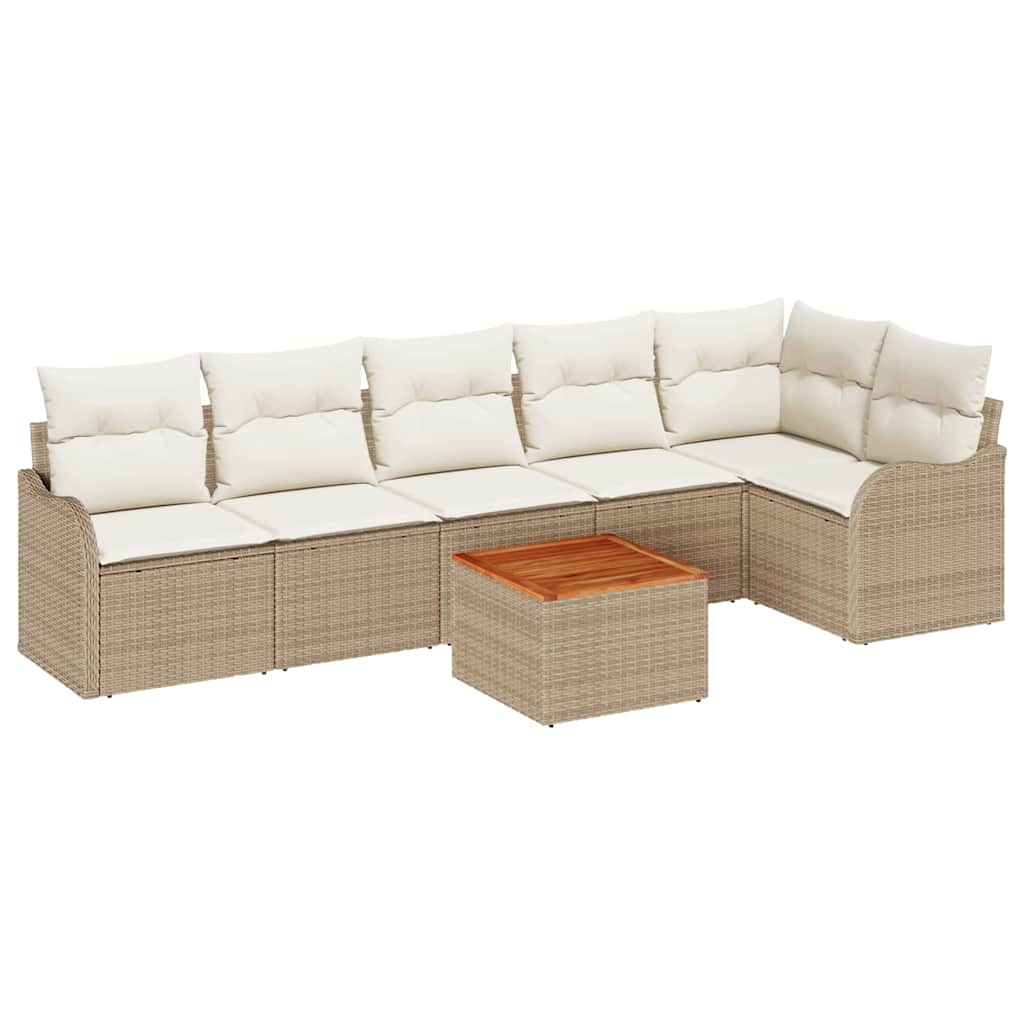 Tuinbankenset met kussen 7 pcs Beige poly rattan is nu te koop bij PeponiXL, paradijselijk wonen!