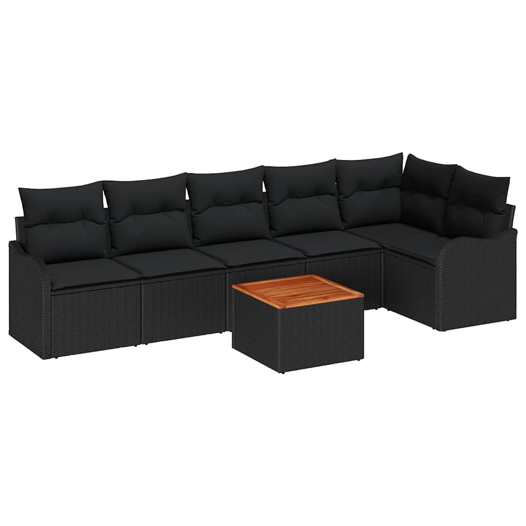 Tuinbankenset met kussen 7 pcs Zwart poly rattan is nu te koop bij PeponiXL, paradijselijk wonen!