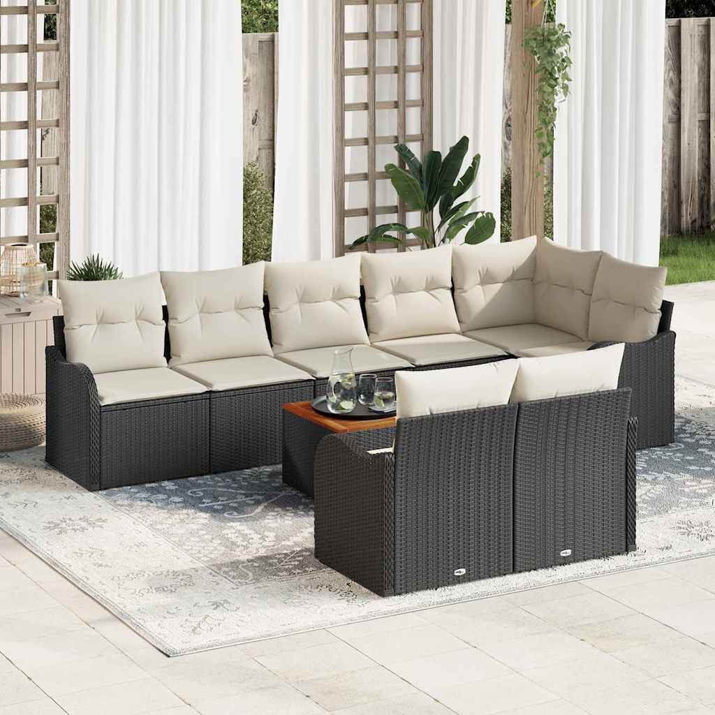 Tuinbankenset met kussen 9 pcs Zwart poly rattan is nu te koop bij PeponiXL, paradijselijk wonen!