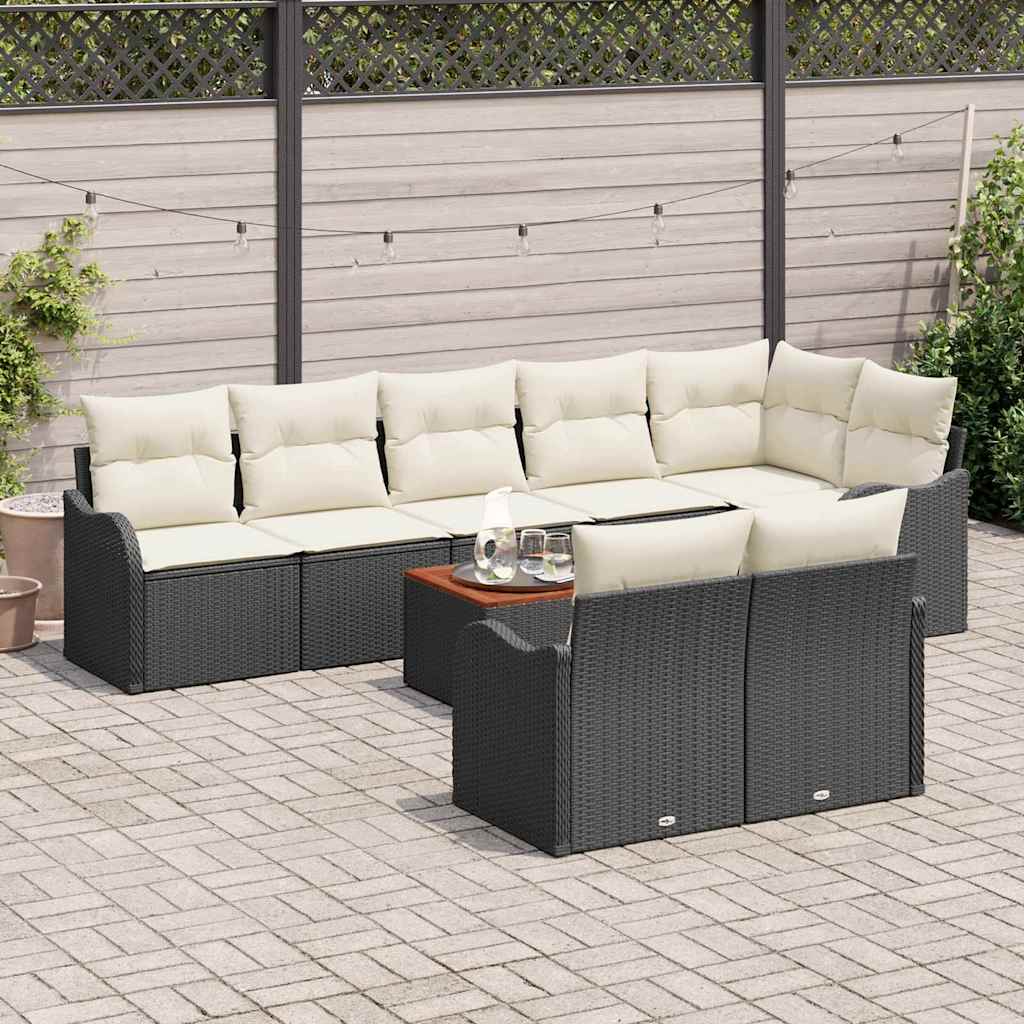 Tuinbankenset met kussen 9 pcs Zwart poly rattan is nu te koop bij PeponiXL, paradijselijk wonen!