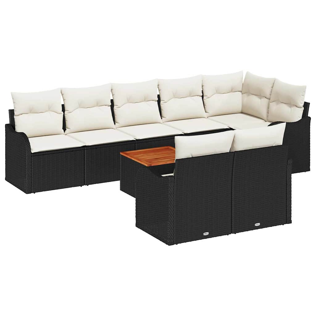 Tuinbankenset met kussen 9 pcs Zwart poly rattan is nu te koop bij PeponiXL, paradijselijk wonen!