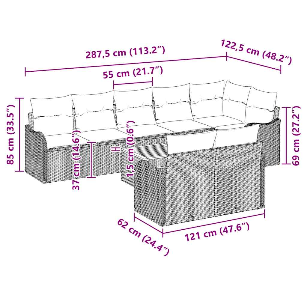 Tuinbankenset met kussen 9 pcs Zwart poly rattan is nu te koop bij PeponiXL, paradijselijk wonen!