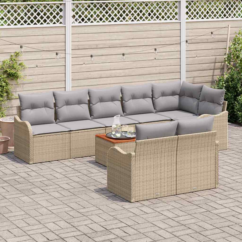 Tuinbankenset met kussen 9 pcs Beige poly rattan is nu te koop bij PeponiXL, paradijselijk wonen!