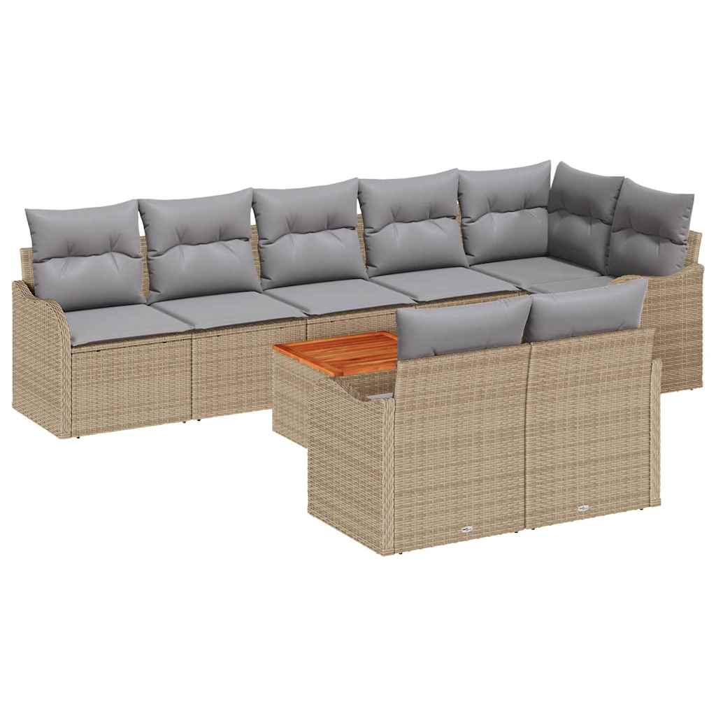 Tuinbankenset met kussen 9 pcs Beige poly rattan is nu te koop bij PeponiXL, paradijselijk wonen!