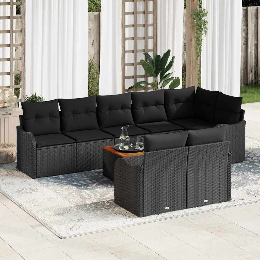 Tuinbankenset met kussen 9 pcs Zwart poly rattan is nu te koop bij PeponiXL, paradijselijk wonen!